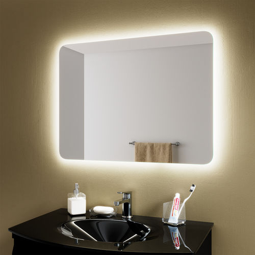 Wandmontierter Spiegel für Badezimmer - ONIX ROUND EDGE - BISELARTE - modern / rechteckig / grau