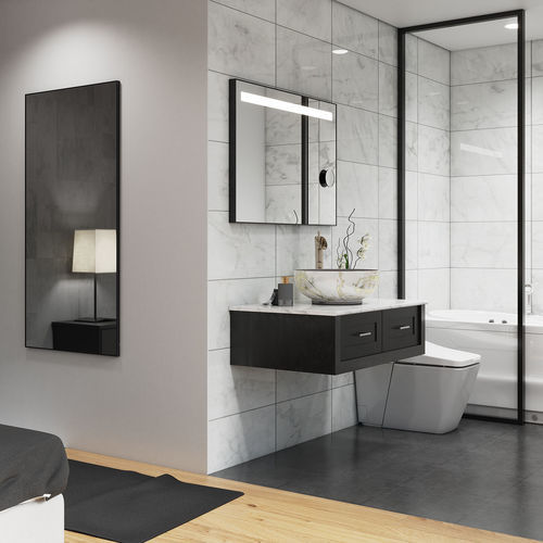 Wandmontierter Spiegel für Badezimmer - SLIM - BISELARTE - modern / rechteckig / Aluminium