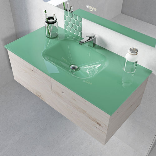 Einbauwaschbecken - DOURO  - BISELARTE - Glas / mit integrierter Waschtischplatte / Hochglanz