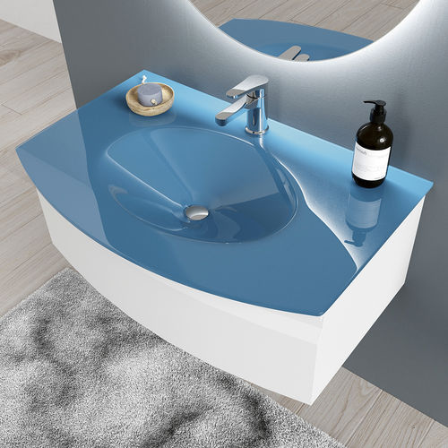Einbauwaschbecken - CAIMA - BISELARTE - Glas / mit integrierter Waschtischplatte / Hochglanz