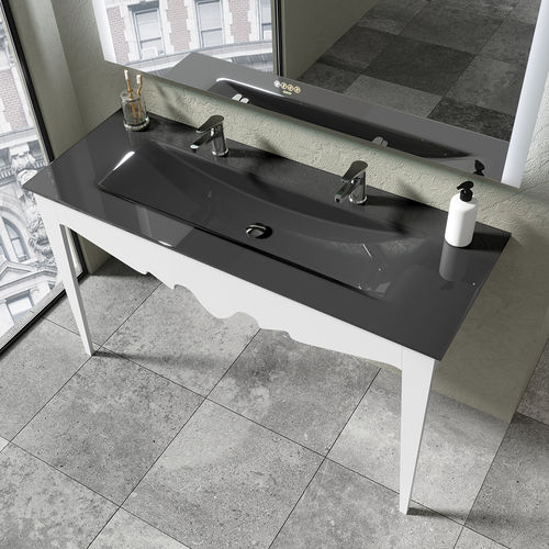 Bodenstehendes Waschbecken - LUX - BISELARTE - Glas / mit integrierter Waschtischplatte / Hochglanz