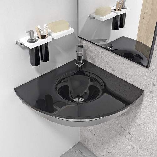 Wandmontiertes Waschbecken - VEZ - BISELARTE - Glas / mit integrierter Waschtischplatte / Hochglanz