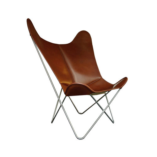 Moderner Sessel - HARDOY BUTTERFLY: GRAND COMFORT  - WEINBAUMS - Leder / Edelstahl / mit abnehmbarem Bezug