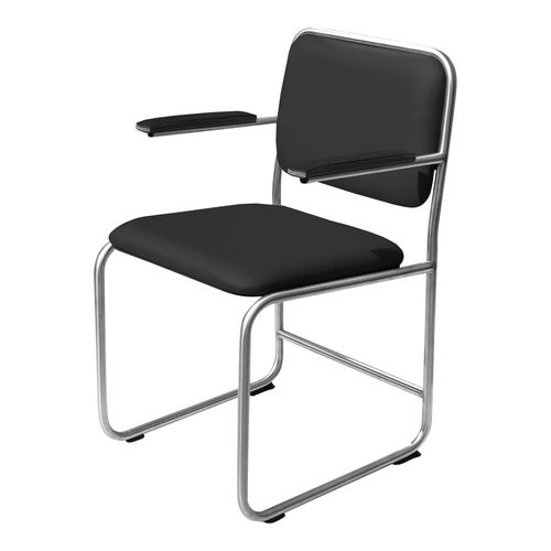 Bauhaus-Design-Stuhl - WB2 - WEINBAUMS - für den Innenraum / Leder / Gestell aus rostfreiem Edelstahl