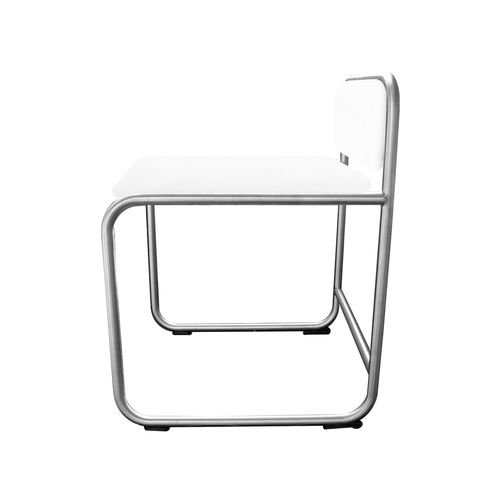 Bauhaus-Design-Hocker - WB12 - WEINBAUMS - Leder / Gestell aus rostfreiem Edelstahl / mit Kufengestell