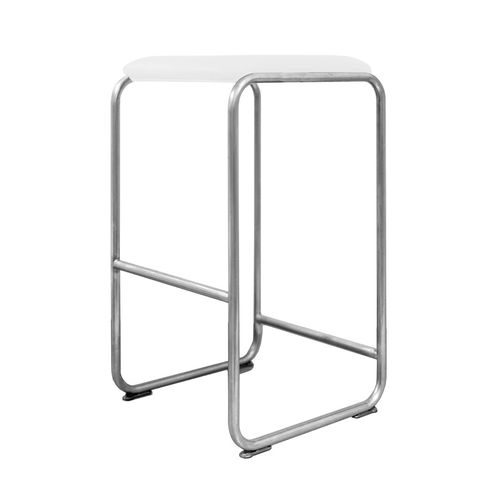 Bauhaus-Design-Barhocker - WB22 - WEINBAUMS - Leder / Gestell aus rostfreiem Edelstahl / mit Kufengestell