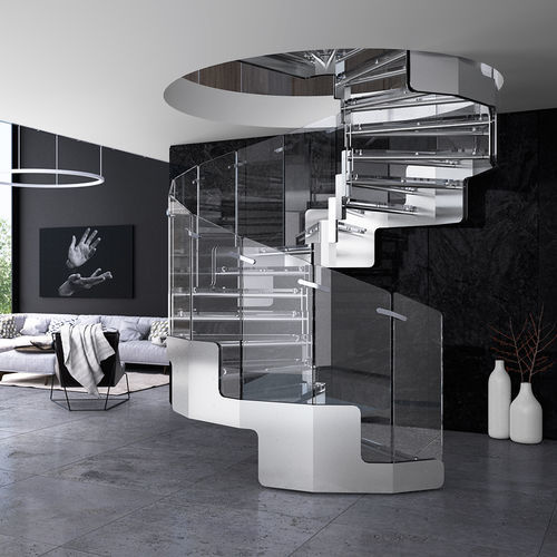 Gerade Treppe - JOY - Rintal Executive - schrägverzahnt / Holzstufen / Glasstufen