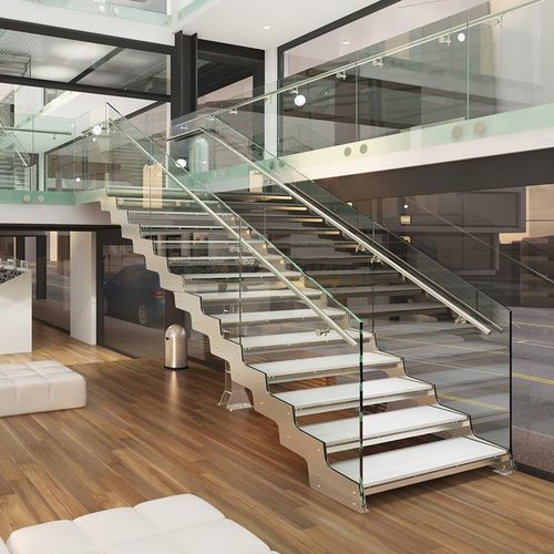 Gerade Treppe - ONDA - Rintal Executive - mit Stufen aus Eiche / Marmorstufen / mit Metallstruktur