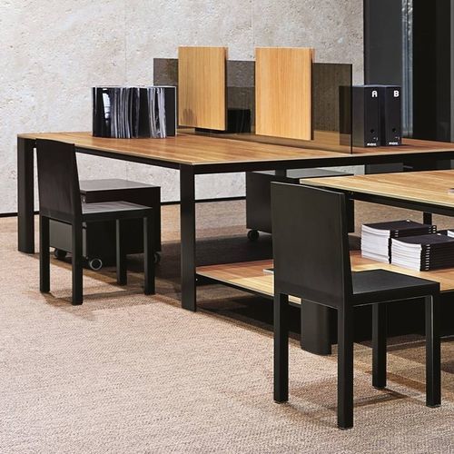 Moderner Tisch - DIVILUX - Holz / Glas / Gestell aus Metall