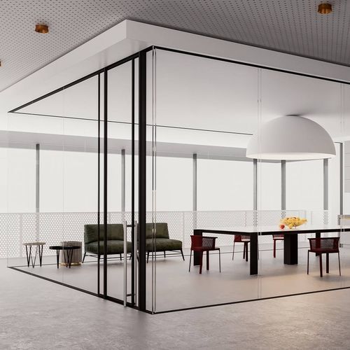 Abnehmbare Trennwand - METRICA D1 - DIVILUX - mit Glasfront / Aluminium / Polycarbonat