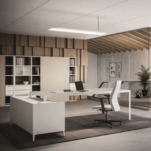 Chefschreibtisch - MINIMAL - UFFICIO DESIGN ITALIA - modern / melaminbeschichtet / Glas