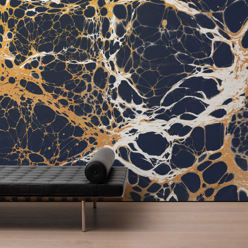 Moderne Tapete - AUBERGINE - CALICO WALLPAPER - abstraktes Motiv / handgefertigt / feuerfest