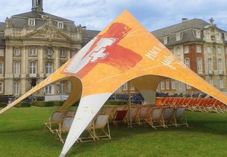 Vordach Flächentragwerk - STARFLEX - HALTEC - für Unterstand / PVC-Folie / für öffentliche Bereiche