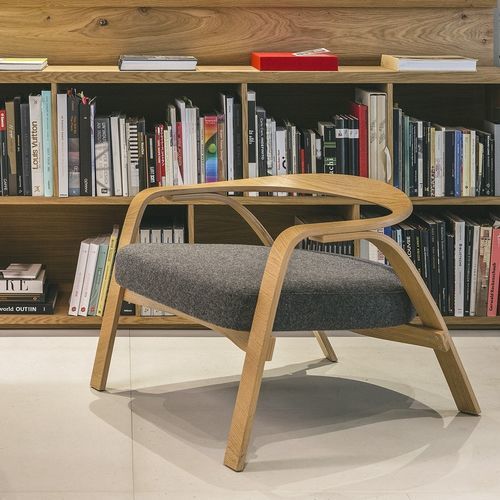 Moderner Sessel - GRILLO - True Design srl - Stoff / Holz / Eiche