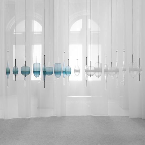 Hängelampe - FLOW[T] - Wonderglass - Aluminium / geblasenes Glas / modern