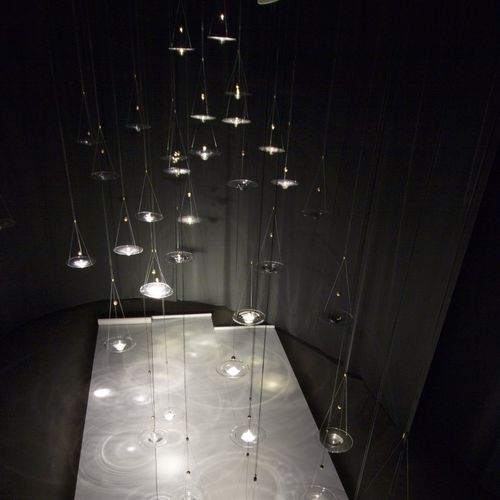 Hängelampe - MOMENTO - Wonderglass - Aluminium / Messing / geblasenes Glas