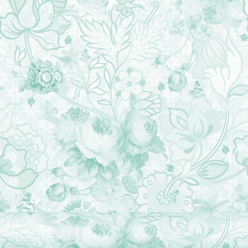 Moderne Tapete - BERENICE - Equipo DRT - Blumenmotiv / Stoffoptik / blau