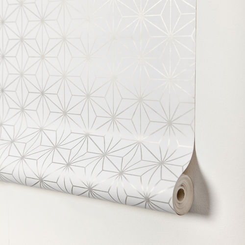 Moderne Tapete - ENCADENADOS - Equipo DRT - geometrisches Muster / gold / silberfarben