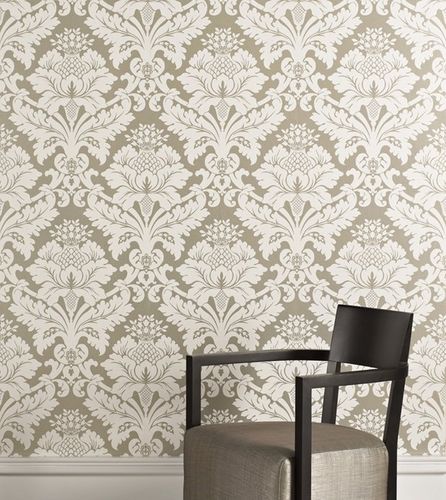 Klassische Tapete - Non-troppo New - Equipo DRT - Blumenmotiv / Stoffoptik / grau