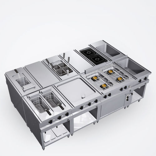 Edelstahl-Profiküche - MKN - Modul / maßgefertigt / mit integrierter Friteuse