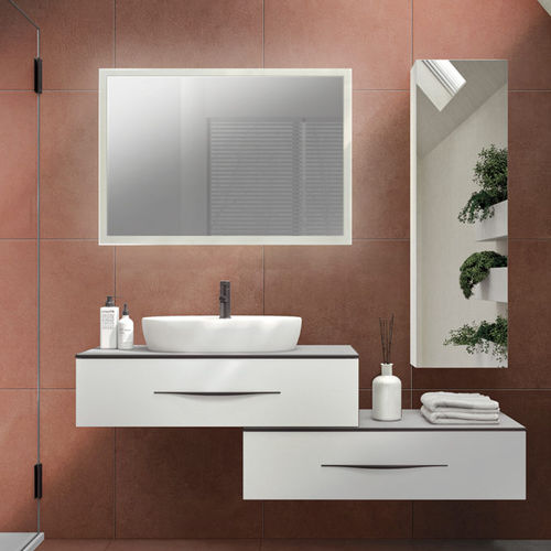 Wandmontierter Spiegel für Badezimmer - NARCISSE - DECOTEC - modern / rechteckig / weiß