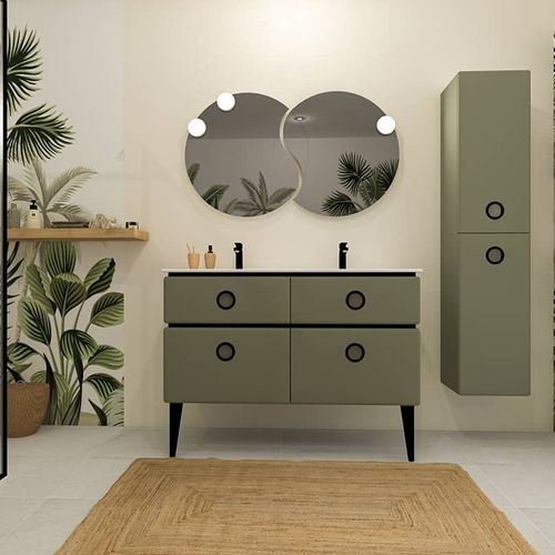 Wandmontierter Spiegel für Badezimmer - LES INSÉPARABLES - DECOTEC - modern / rund / beleuchtet