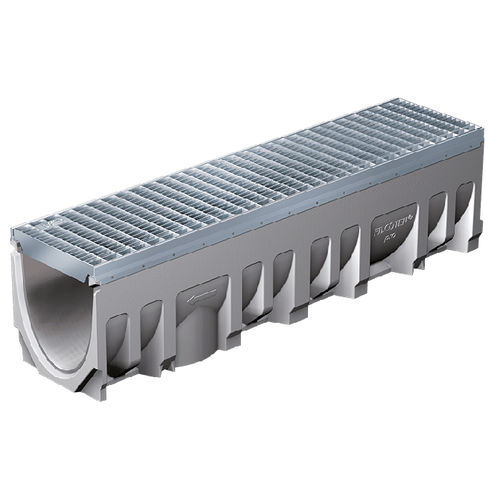 Gitter-Abflussrinne - FILCOTEN® Pro 200 - NDS - mit Neigung / Faserbeton / galvanisiertem Stahlgitter