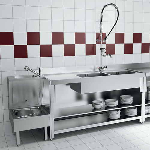Aufsatz-Zweigriffmischer - 5 series - DELABIE - verchromter Messing / für Küche / 1-Loch