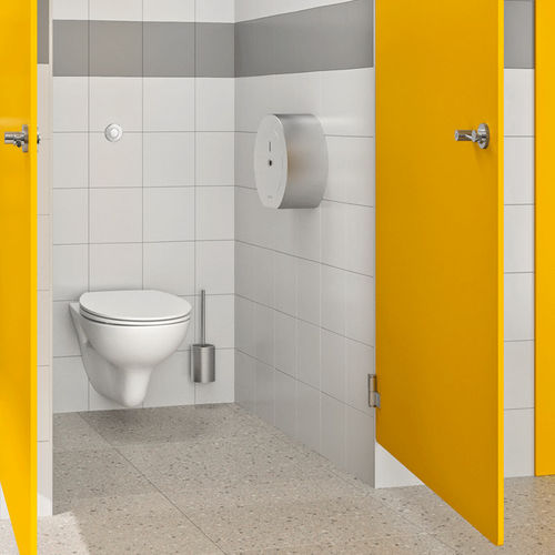 Wandmontierter Toilettenpapierhalter - 510910 series - DELABIE - Edelstahl / schwarz / für öffentliche Sanitäreinrichtungen