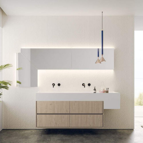Wandhängender Waschtisch-Unterschrank - L+10  - novello - Holz / HPL / melaminbeschichtet