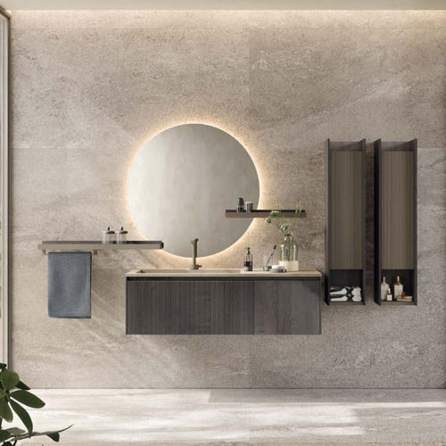 Wandhängender Waschtisch-Unterschrank - 04 - novello - HPL / modern / mit Tür