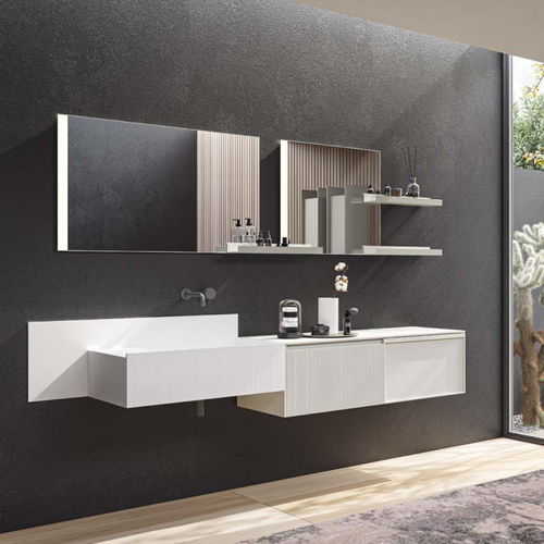 Wandhängender Waschtisch-Unterschrank - 10 - novello - HPL / modern / mit Tür