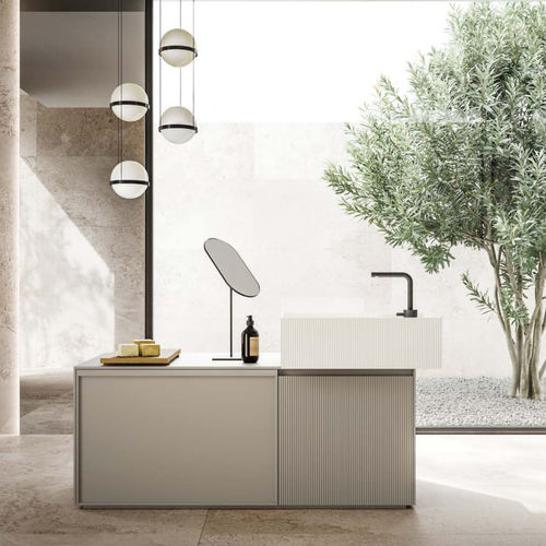 Freistehender Waschtisch-Unterschrank - 13 - novello - HPL / modern / mit Tür