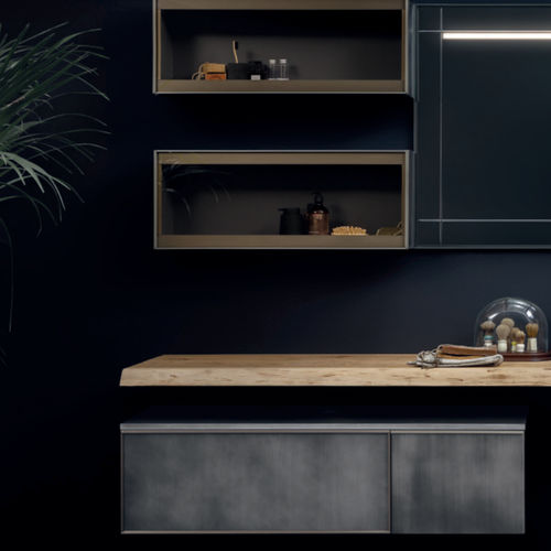 Wandhängender Waschtisch-Unterschrank - CASTELLO - novello - Holz / modern / mit Tür