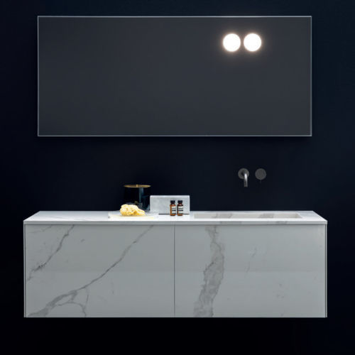 Wandhängender Waschtisch-Unterschrank - SANTA CROCE - novello - Holz / modern / mit Tür