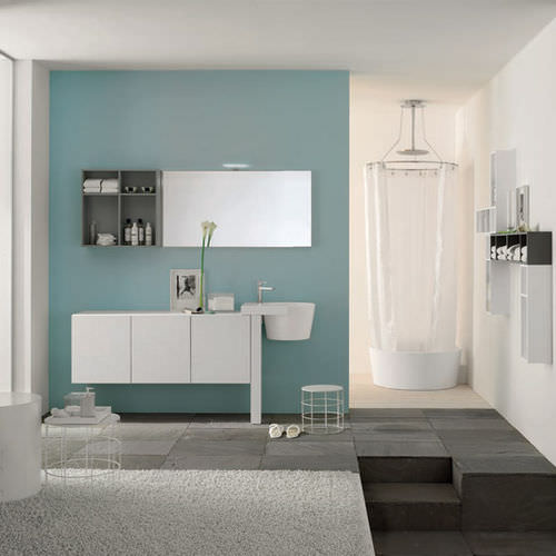 Wandhängender Waschtisch-Unterschrank - C07 - novello - Holz / modern / ohne Tür