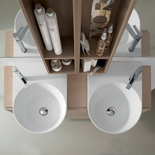 Doppelter Waschtisch-Unterschrank - C12 - novello - wandhängend / Holz / modern