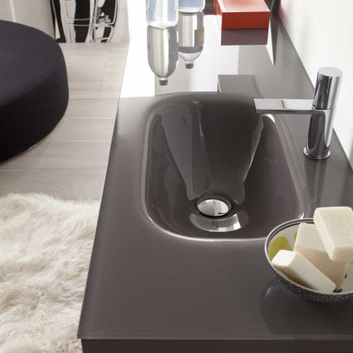 Wandhängender Waschtisch-Unterschrank - G07 - novello - Holz / HPL / modern