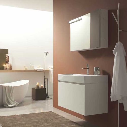 Wandhängender Waschtisch-Unterschrank - G04 - novello - Holz / HPL / modern