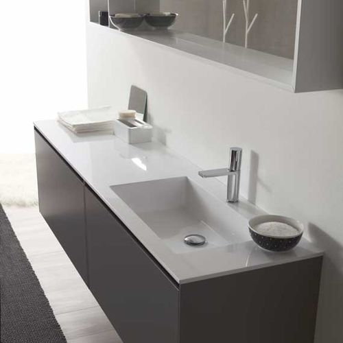 Wandhängender Waschtisch-Unterschrank - G08 - novello - Holz / HPL / modern
