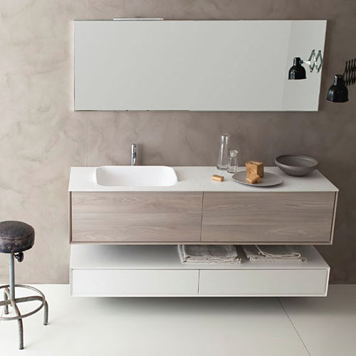 Wandhängender Waschtisch-Unterschrank - L+06 - novello - HPL / modern / mit Tür