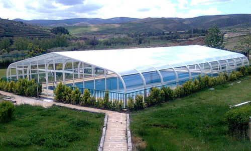Hohe Schwimmbadüberdachung - abrisol - Schiebe / feststehend / Aluminium