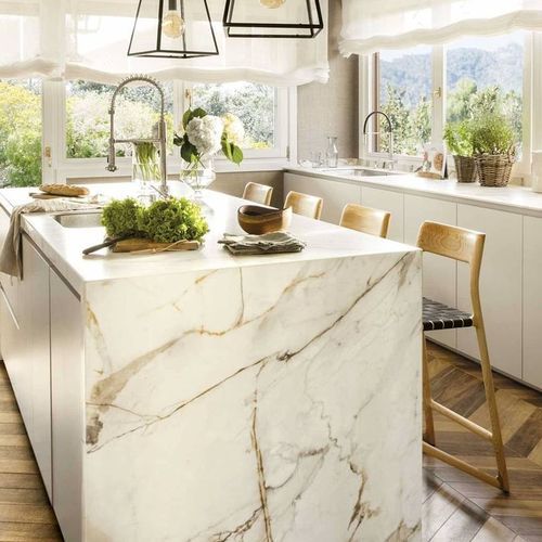 Dekorplatte für Möbel - Calacatta Luxe  - NEOLITH - für Küche / wandmontiert / Verkleidung