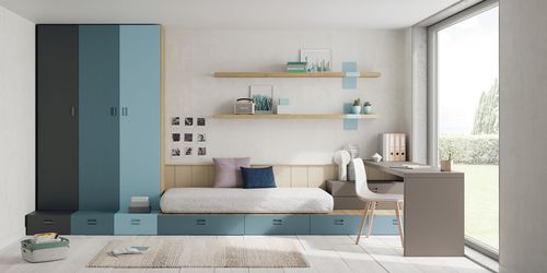 Weißes Kinderzimmer - ATENAS - Lagrama - blau / Holz / für Jungen