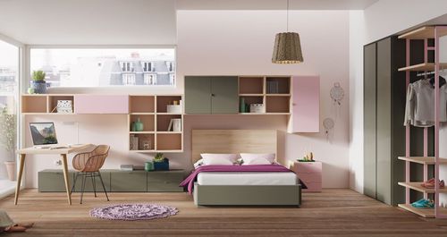 Weißes Kinderzimmer - VITORIA - Lagrama - rosa / Holz / für Mädchen