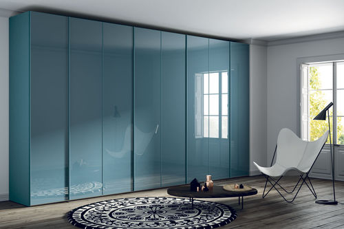 Moderner Kleiderschrank - FR - Lagrama - lackiertes Glas / mit Schwingtür