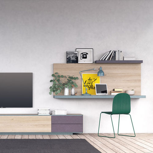 Wandmontierter Schreibtisch - RIGA - Lagrama - modern / Holz / mit Regal