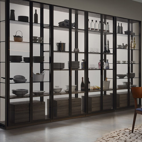 Moderner Lagerschrank für Küchen - PIVOTANTES - Sistema Midi - Holz / Glas