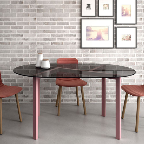 Moderner Esstisch - CENTRIC - Sistema Midi - lackiertes Holz / lackiertes Glas / Keramik