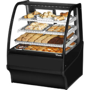 Moderne Vitrine - TDM-DC-36-GE/GE-B-W - True Food International - Tisch / gewölbtes Glas / Aluminium